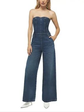 Hudson X Rivet Utility Sweetheart Neck Denim Jumpsuit